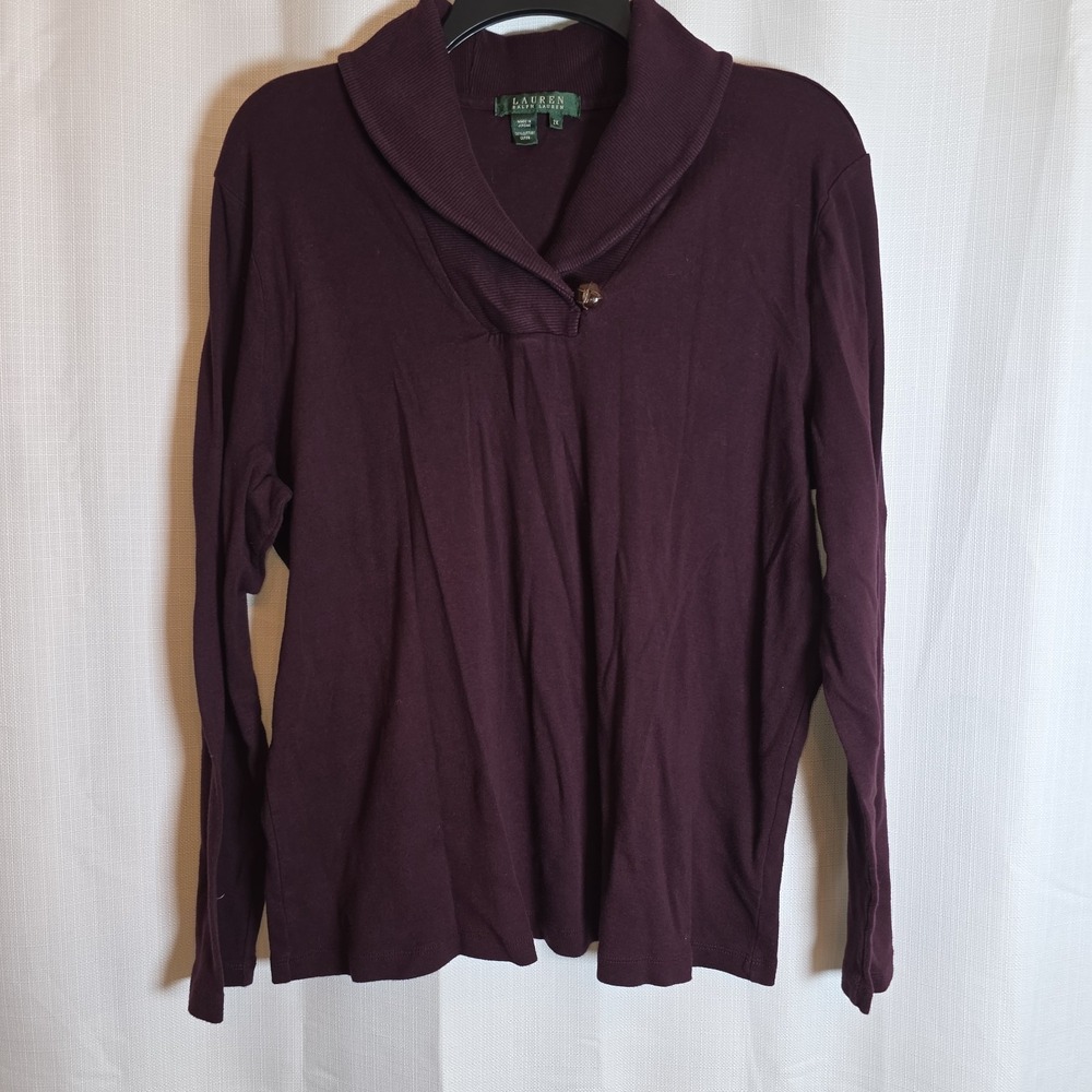 Ralph Lauren Maroon Women's Sweater Size 2X Cotton Long Sleeve